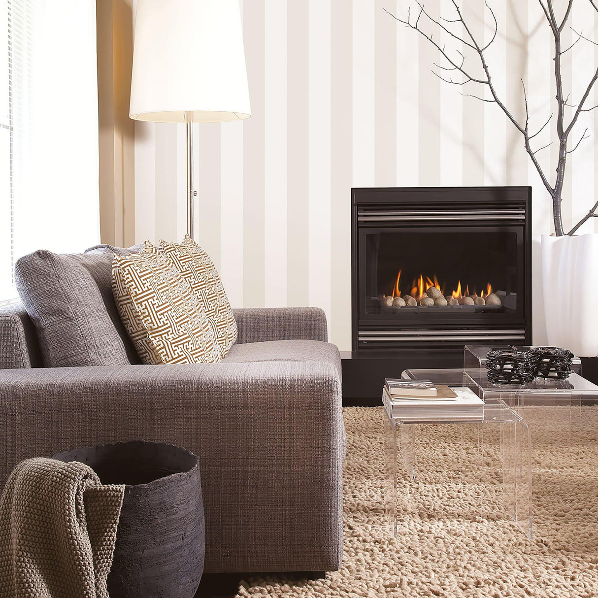 Galerie G56253 Nordic Elements Stripe Cream Wallpaper G56253 Cream Wallpaper