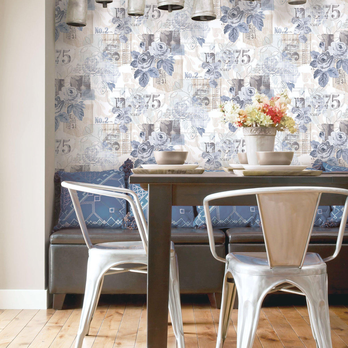 Galerie G56264 Nordic Elements Floral Blue Wallpaper G56264 Blue Wallpaper