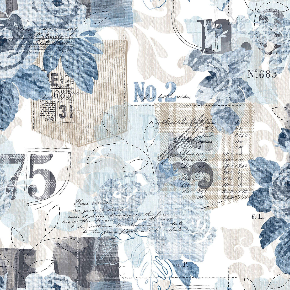 Galerie G56264 Nordic Elements Floral Blue Wallpaper G56264 Blue Wallpaper