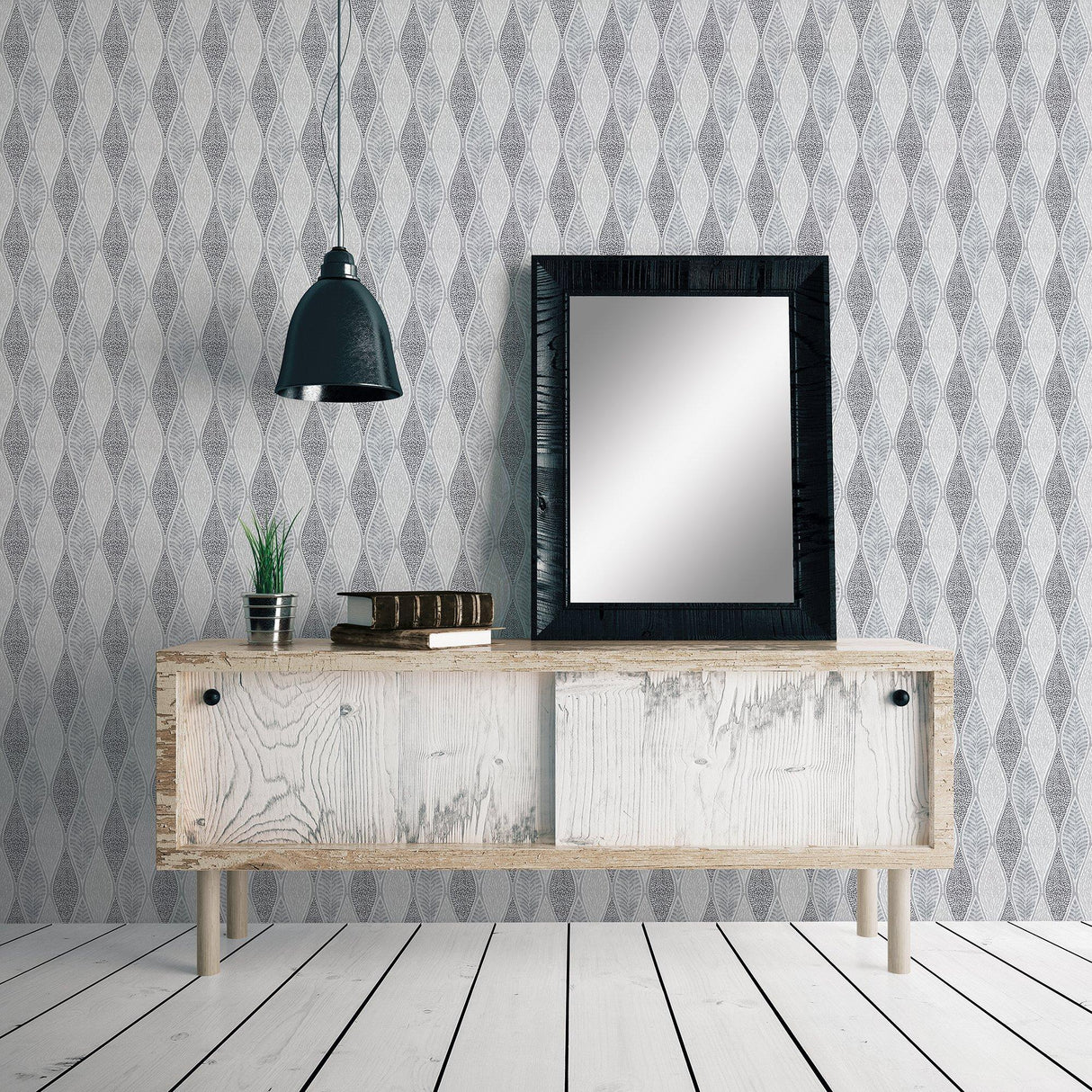 Galerie G56368 Nordic Elements Tree Leaf Silver Grey Wallpaper G56368 Silver Grey Wallpaper