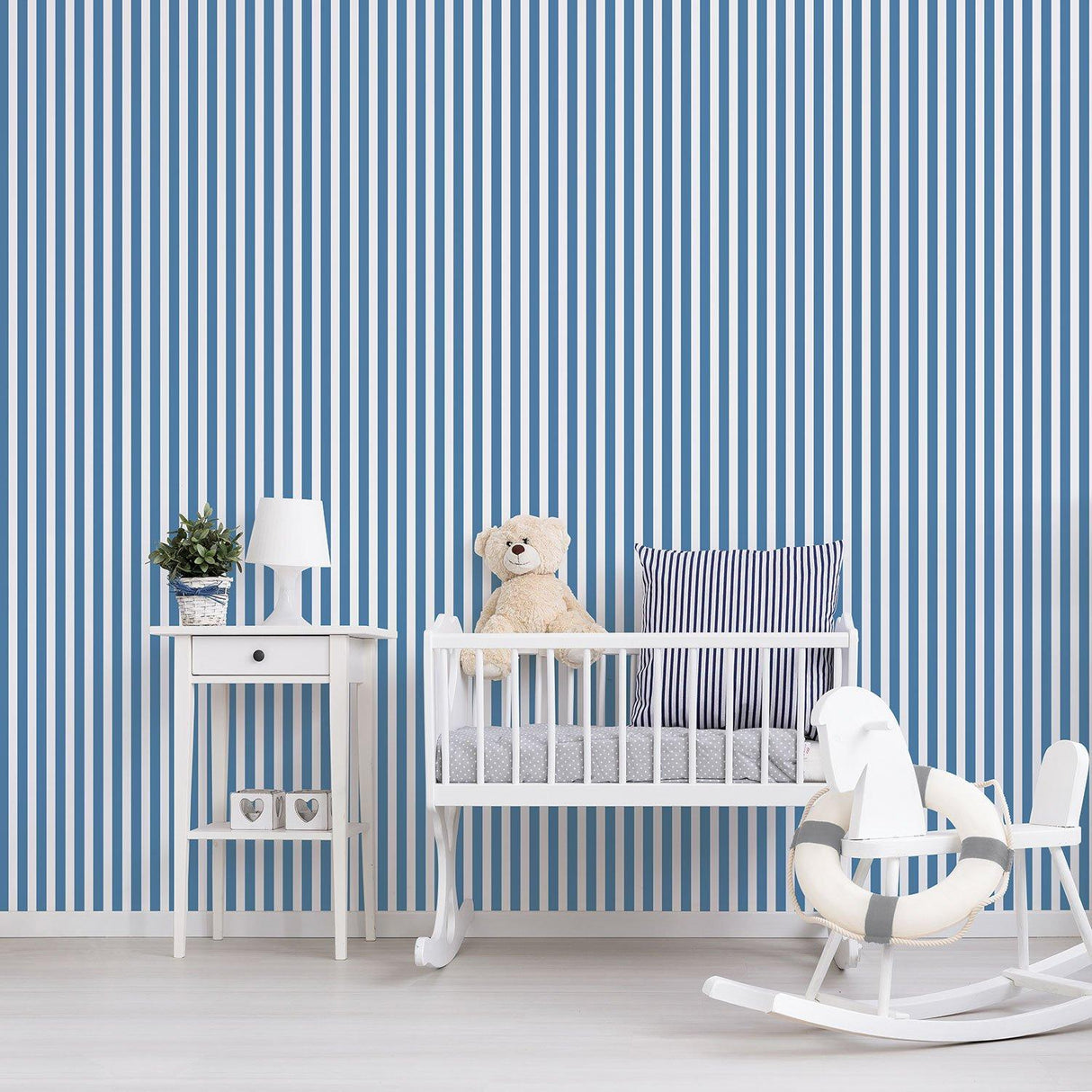 Galerie G56516 Just 4 Kids 2 Regency Stripe Blue Wallpaper G56516 Blue Wallpaper