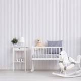 Galerie G56519 Just 4 Kids 2 Regency Stripe Silver Grey Wallpaper G56519 Silver Grey Wallpaper