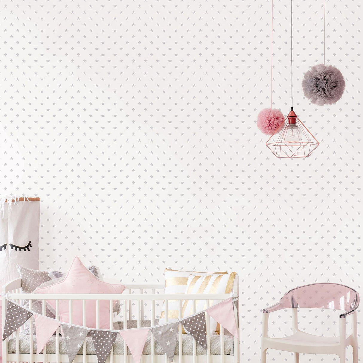 Galerie G56551 Just 4 Kids 2 Small Stars Silver Grey Wallpaper G56551 Silver Grey Wallpaper