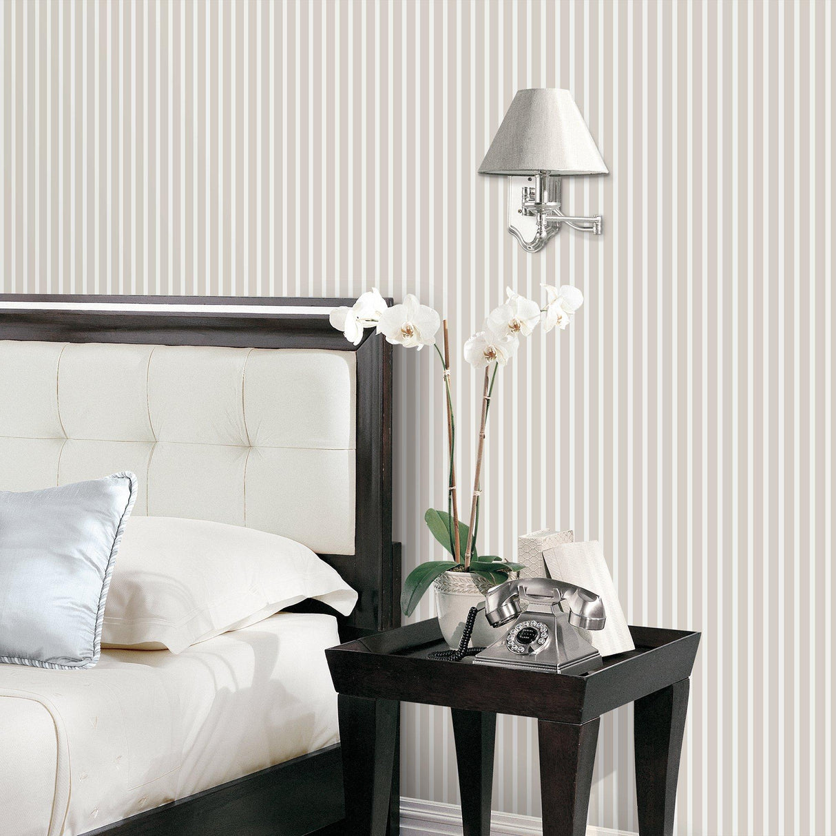 Galerie G67542 Smart Stripes 2 Butchers Stripe Silver Grey Wallpaper G67542 Silver Grey Wallpaper