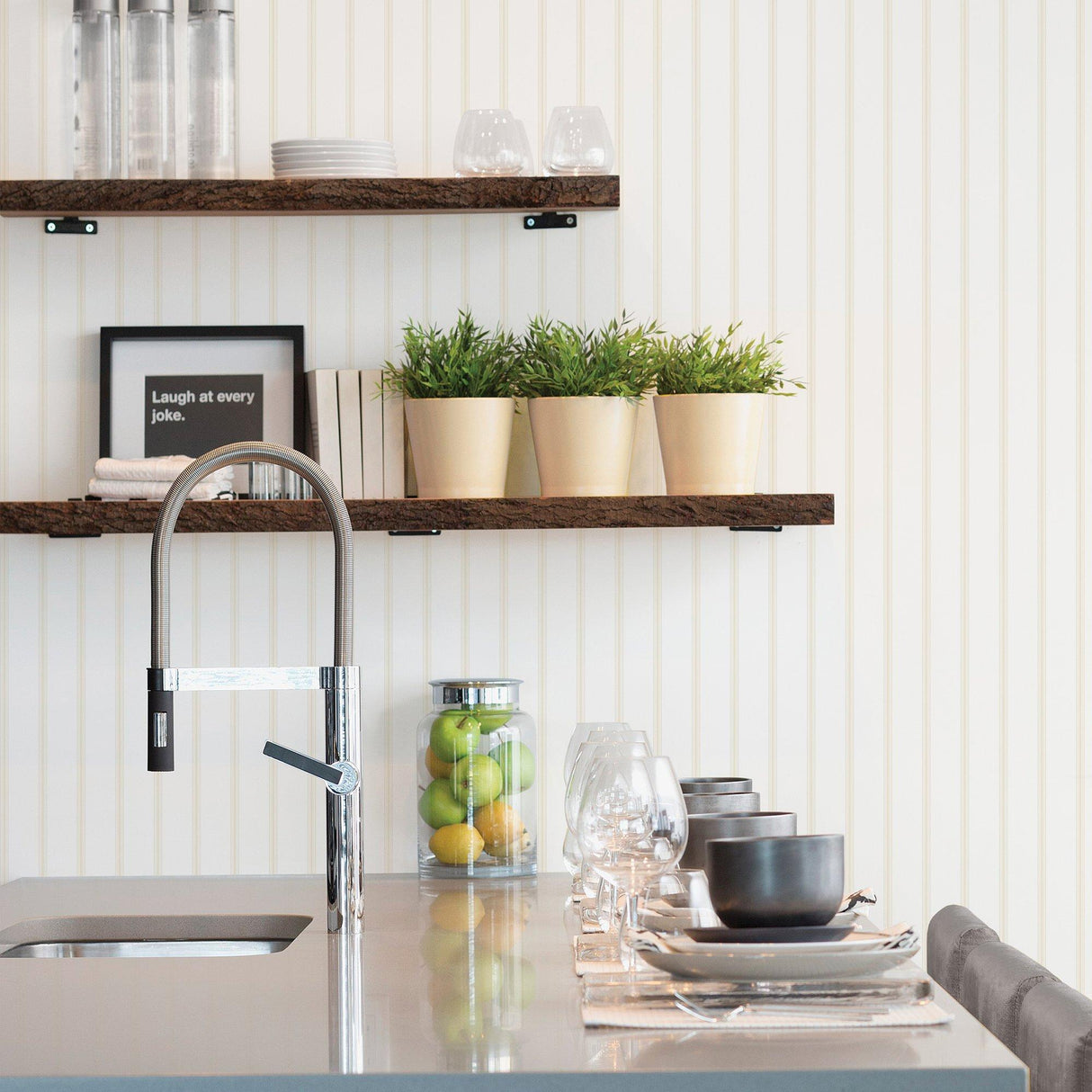 Galerie G67561 Smart Stripes 3 Stripe Beige Wallpaper G67561 Beige Wallpaper