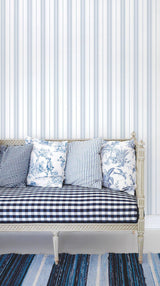 Galerie G67574 Smart Stripes 3 Slim Stripe Blue Wallpaper G67574 Blue Wallpaper