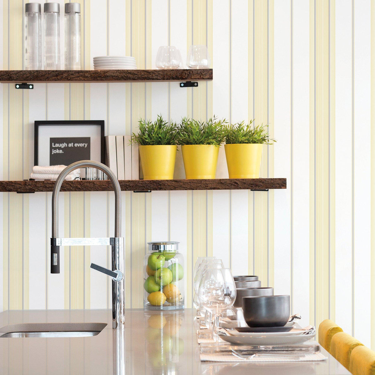 Galerie G67578 Smart Stripes 3 Slim Stripe Yellow Wallpaper G67578 Yellow Wallpaper