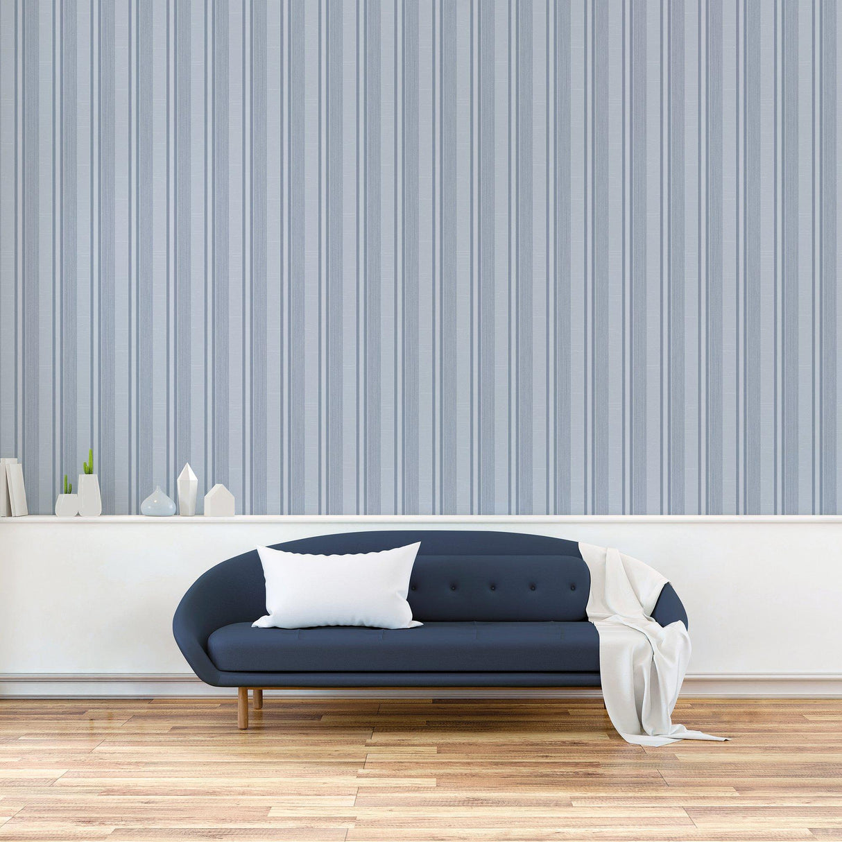 Galerie G67624 Palazzo 2 Silk Stripe Blue Wallpaper G67624 Blue Wallpaper