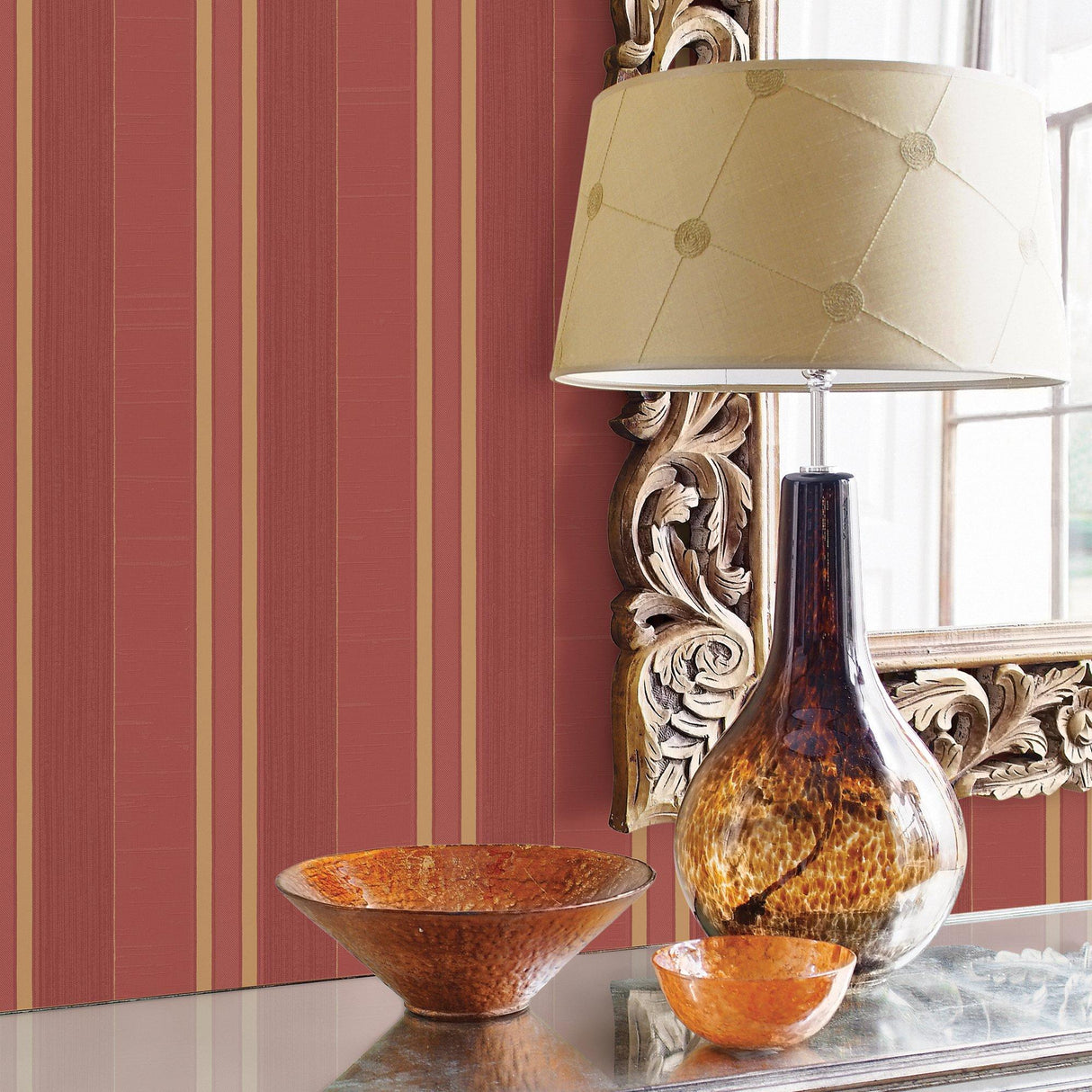 Galerie G67627 Palazzo 2 Stripe Red Wallpaper G67627 Red Wallpaper