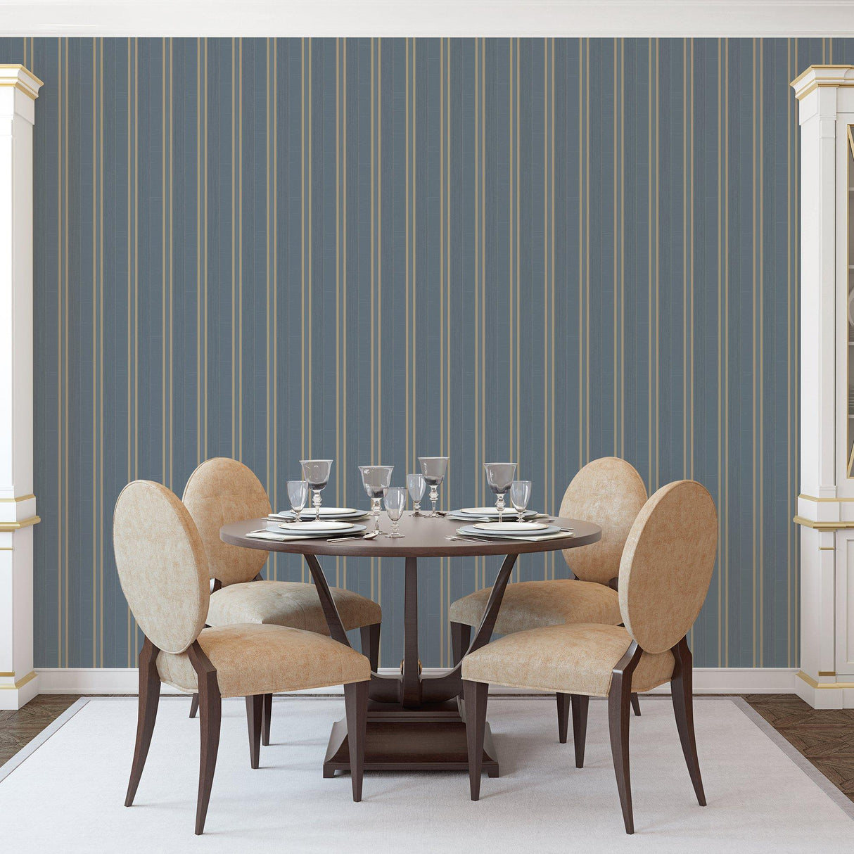 Galerie G67628 Palazzo 2 Silk Stripe Blue Wallpaper G67628 Blue Wallpaper