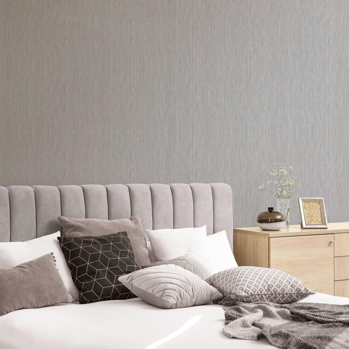 Galerie G67681 Special FX 2 Vertical Textile Silver Grey Wallpaper G67681 Silver Grey Wallpaper