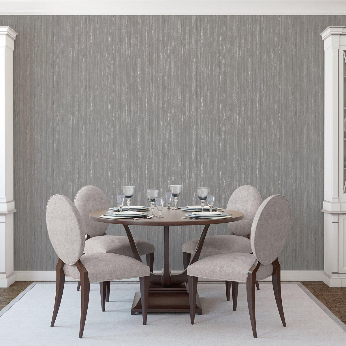 Galerie G67708 Special FX 2 Glitter Stripe Silver Grey Wallpaper G67708 Silver Grey Wallpaper