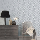 Galerie G67711 Special FX 2 Glitter Chevrons Silver Grey Wallpaper G67711 Silver Grey Wallpaper