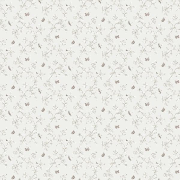 Galerie G67853 Small Floral Butterfly Dragonfly White Wallpaper