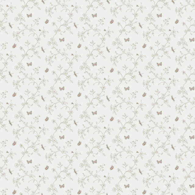 Galerie G67853 Miniatures 2 Small Floral Butterfly Dragonfly White Wallpaper G67853 White Wallpaper