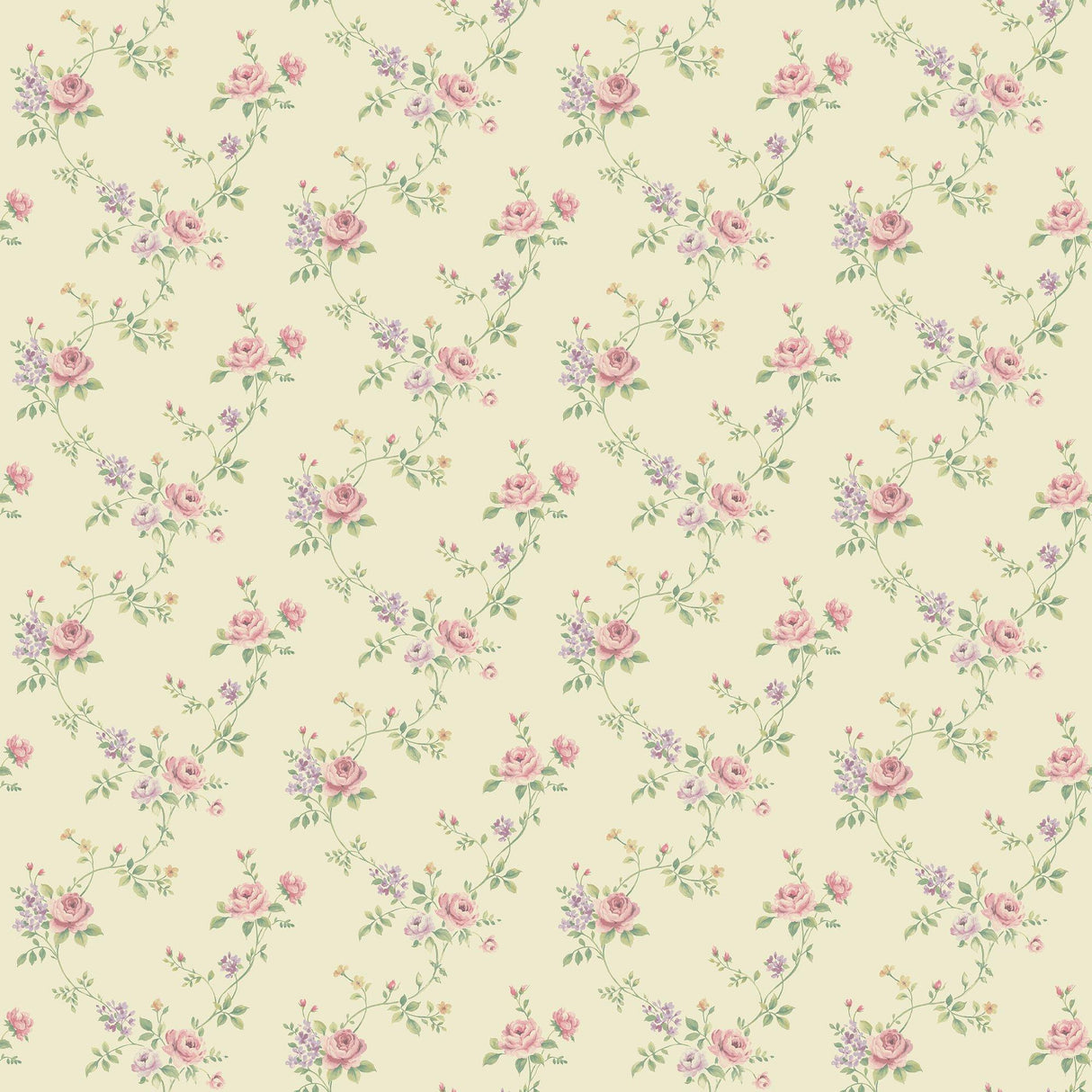 Galerie G67895 Miniatures 2 Medium Rose Trail Cream Wallpaper G67895 Cream Wallpaper