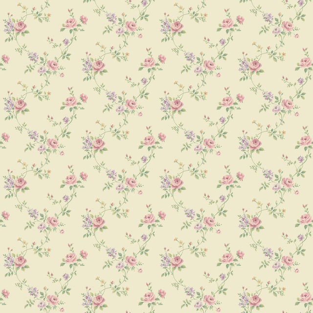 Galerie G67895 Miniatures 2 Medium Rose Trail Cream Wallpaper G67895 Cream Wallpaper