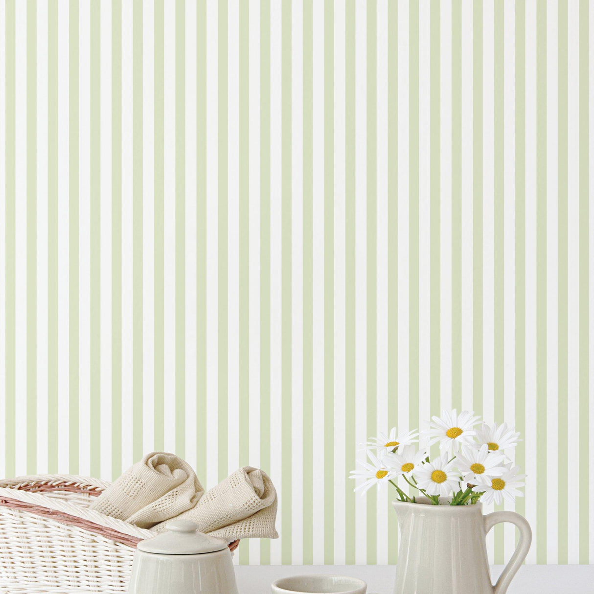 Galerie G67910 Miniatures 2 Narrow Stripe Green Wallpaper G67910 Green Wallpaper