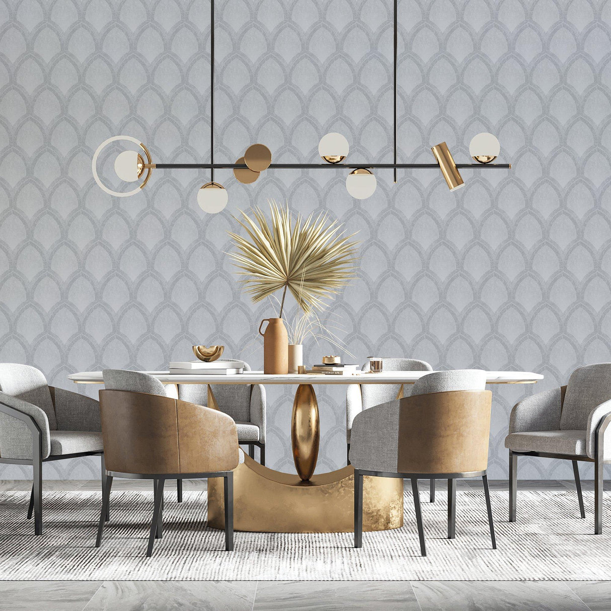 Galerie G68086 Special FX 2 Nouveau Scallop Silver Grey Wallpaper G68086 Silver Grey Wallpaper