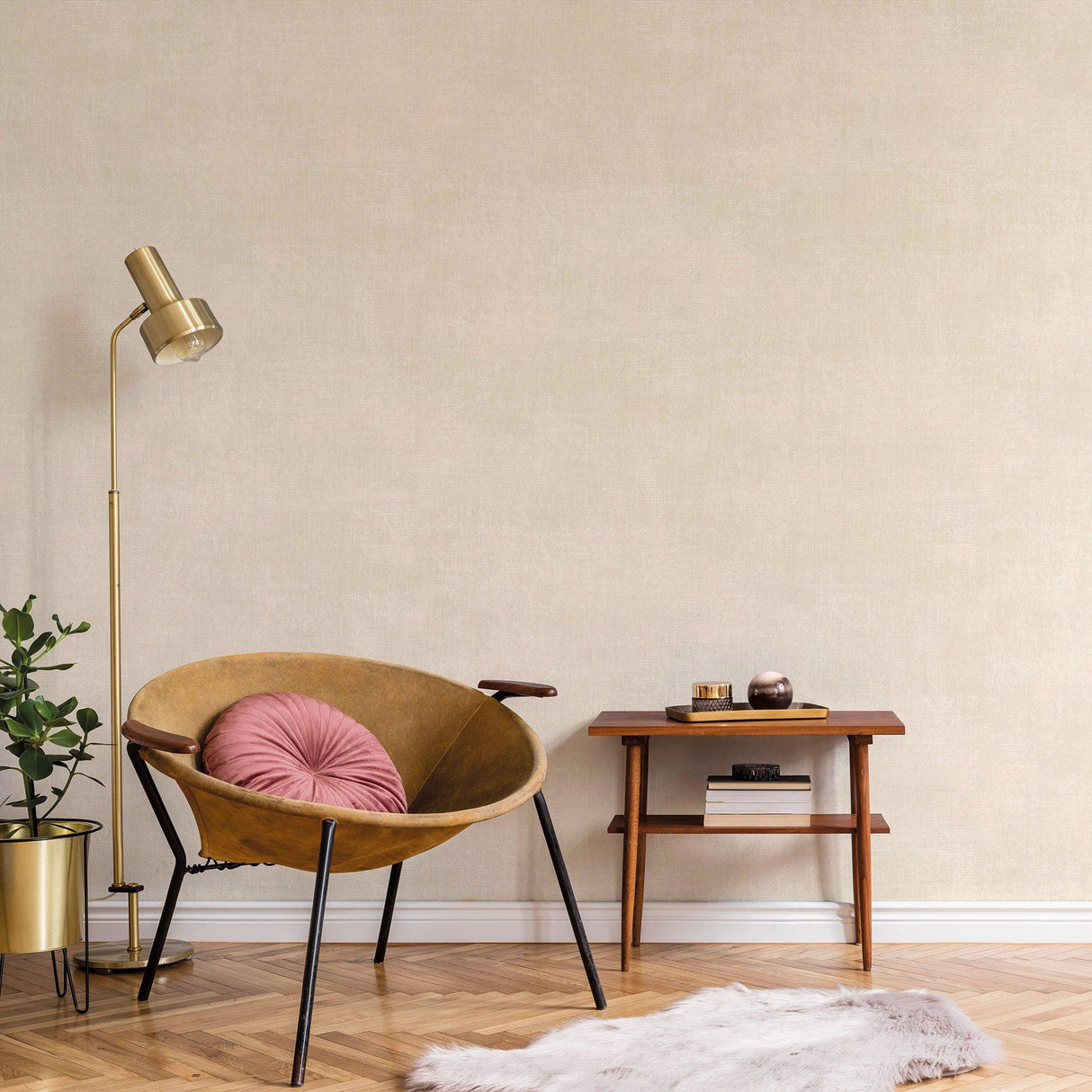 Galerie G78256 Atmosphere Metallic Linen Beige Wallpaper G78256 Beige Wallpaper