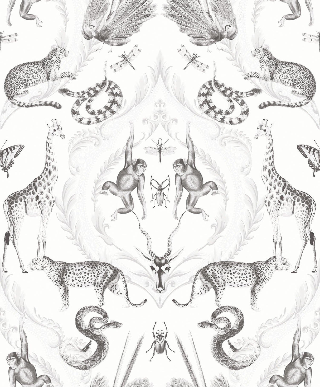 Galerie G78314 Bazaar Menagerie Silver Grey Wallpaper G78314 Silver Grey Wallpaper