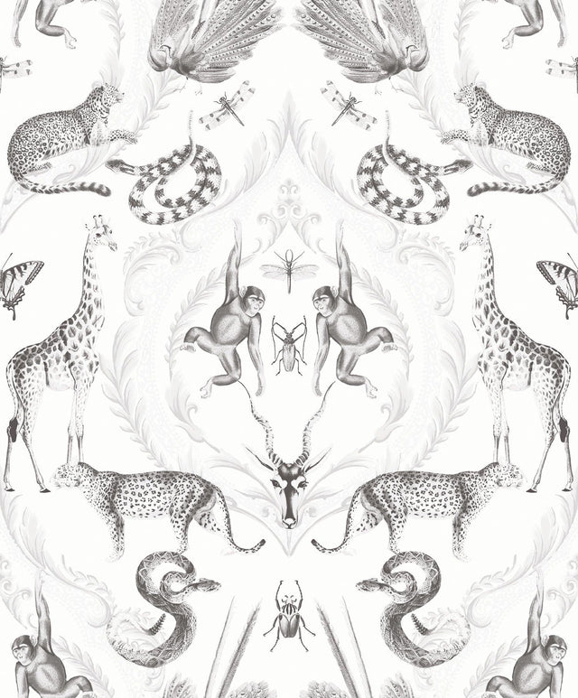 Galerie G78314 Bazaar Menagerie Silver Grey Wallpaper G78314 Silver Grey Wallpaper
