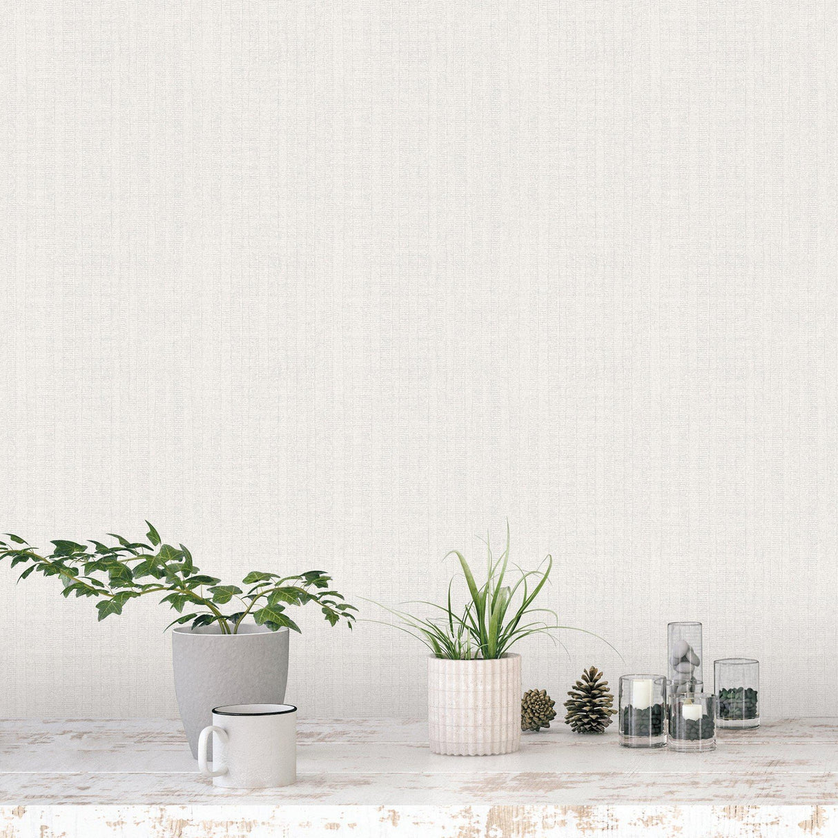 Galerie G78325 Bazaar Moss Stripe Silver Grey Wallpaper G78325 Silver Grey Wallpaper