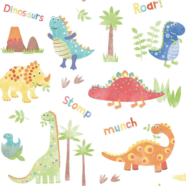 Galerie G78364 Tiny Tots 2 Dinosaurs Multi-coloured Wallpaper G78364 Multi-coloured Wallpaper
