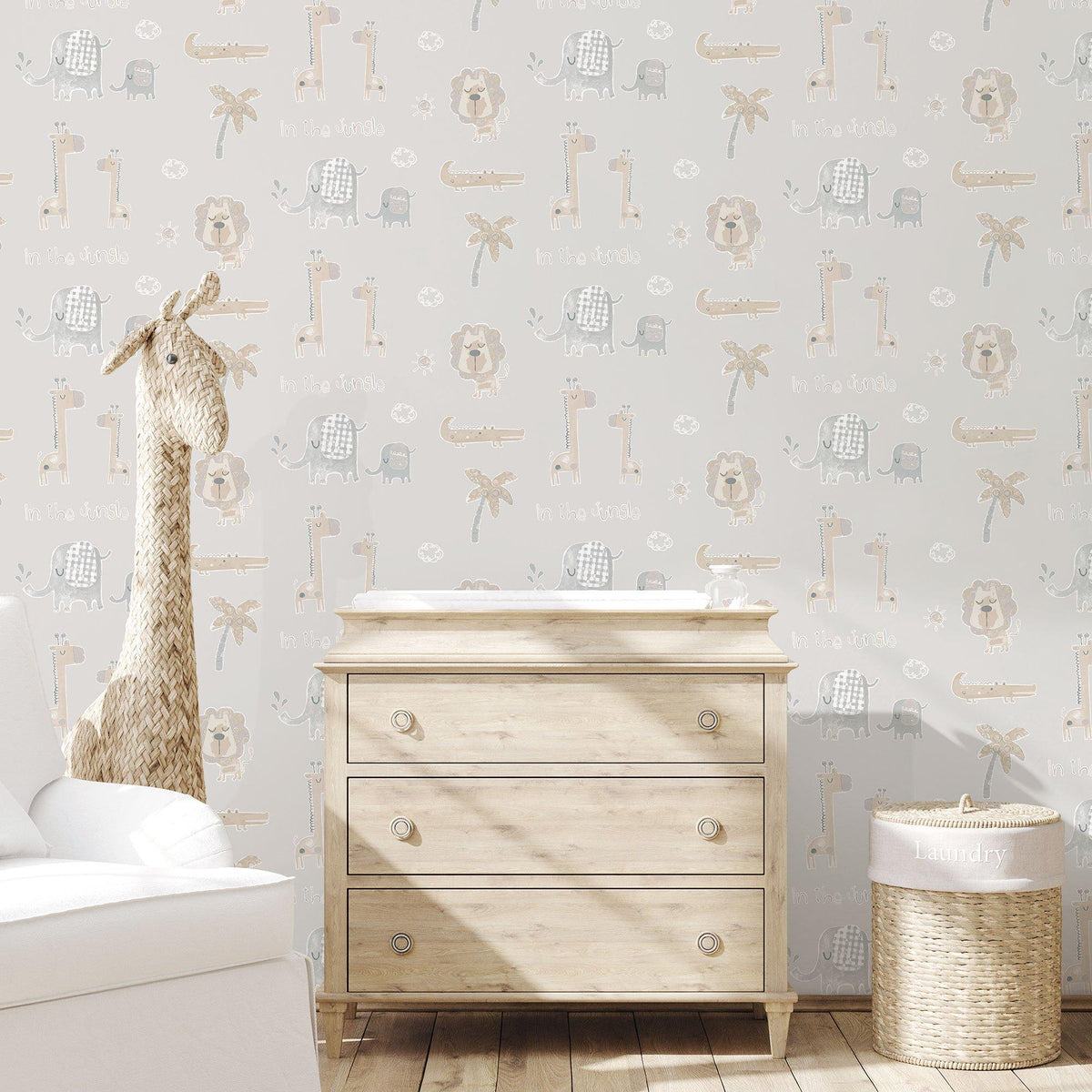 Galerie G78379 Tiny Tots 2 Jungle Friends Silver Grey Wallpaper G78379 Silver Grey Wallpaper