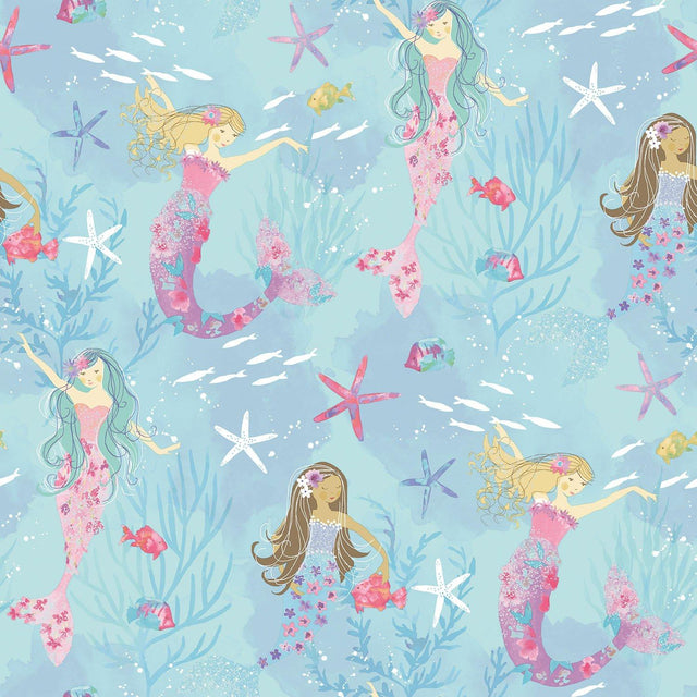 Galerie G78392 Tiny Tots 2 Mermaids Blue Wallpaper G78392 Blue Wallpaper