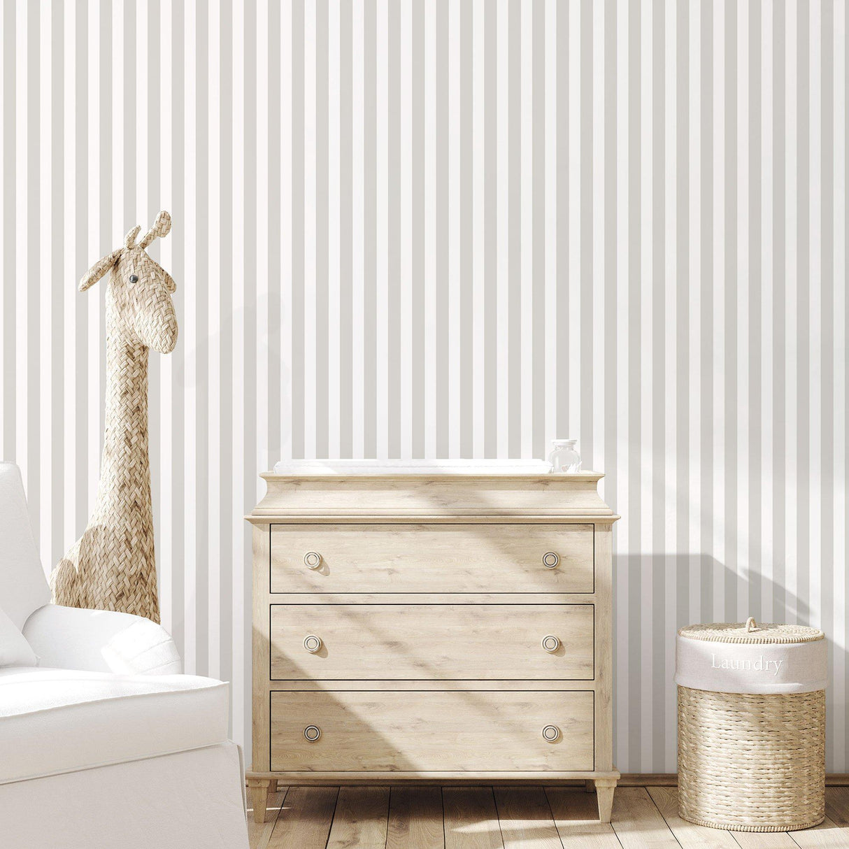 Galerie G78401 Tiny Tots 2 Regency Stripe Silver Grey Wallpaper G78401 Silver Grey Wallpaper