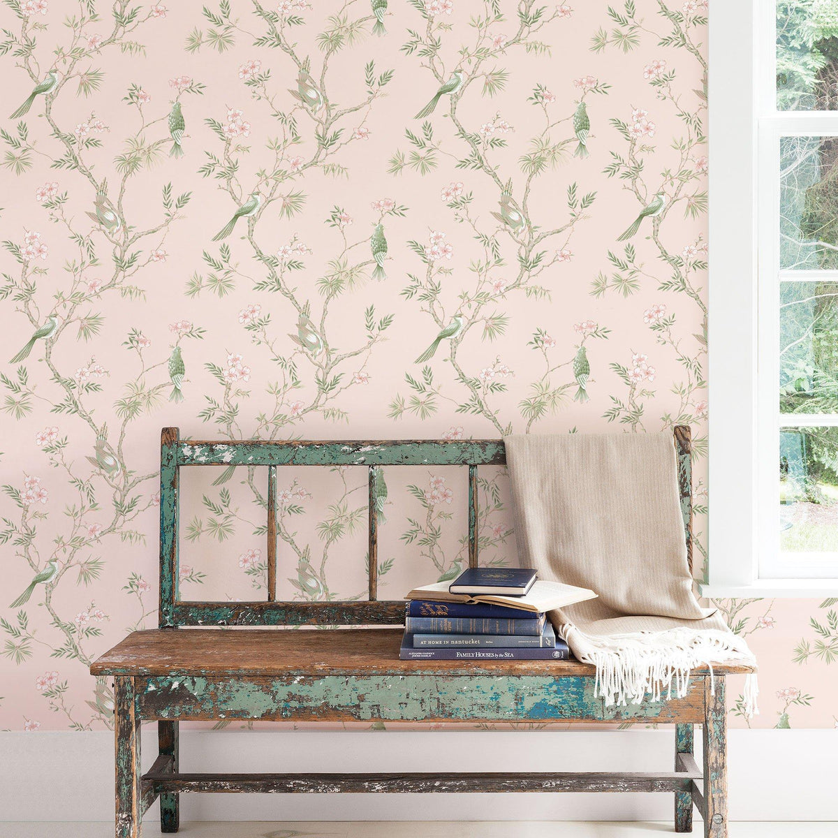 Galerie G78493 Secret Garden Classic Bird Trail Pink Wallpaper G78493 Pink Wallpaper
