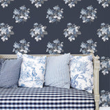 Galerie G78498 Secret Garden Classic Bouquet Blue Wallpaper G78498 Blue Wallpaper