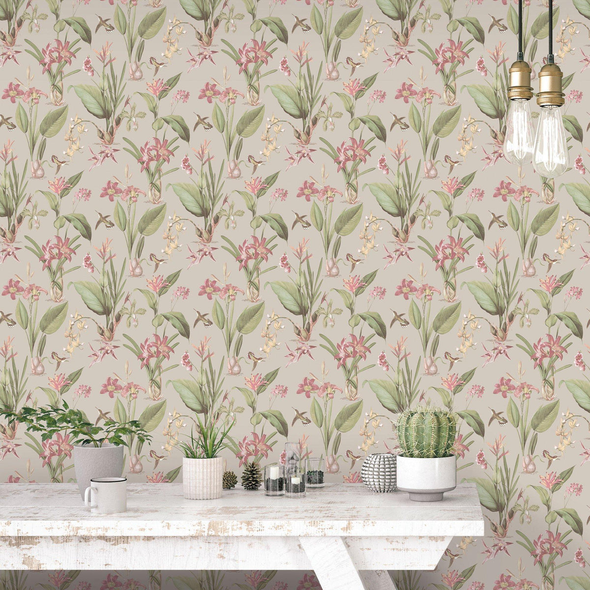 Galerie G78507 Secret Garden Cottage Botanical Beige Wallpaper G78507 Beige Wallpaper