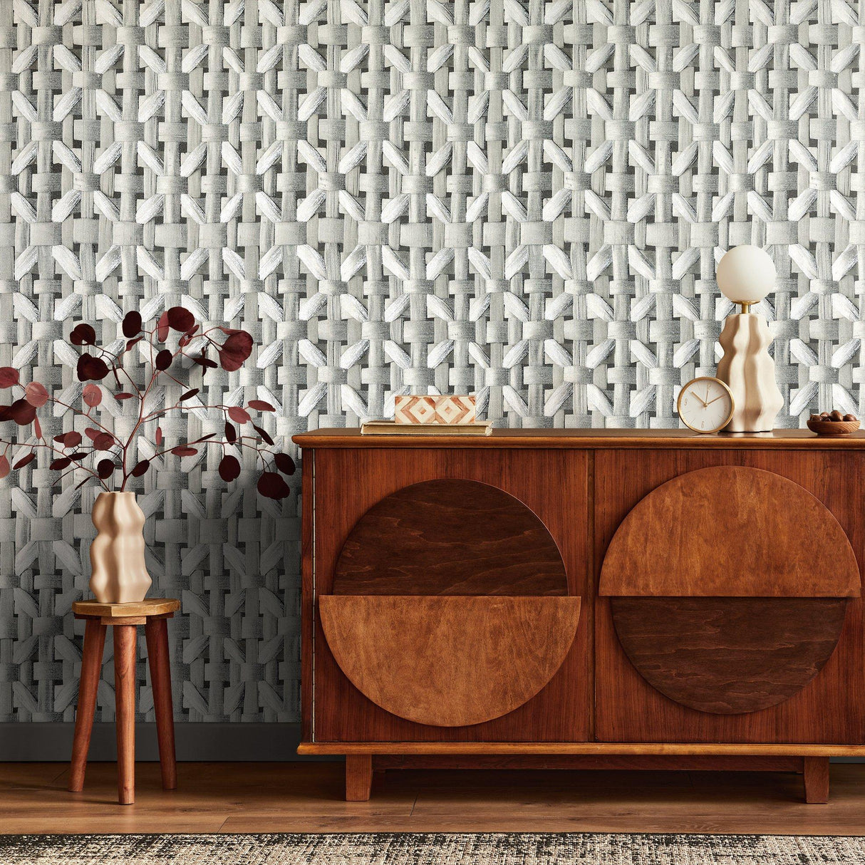Galerie GH65339-23 Pepper Octagonal Honeycomb Silver Grey Wallpaper GH65339-23 Silver Grey Wallpaper