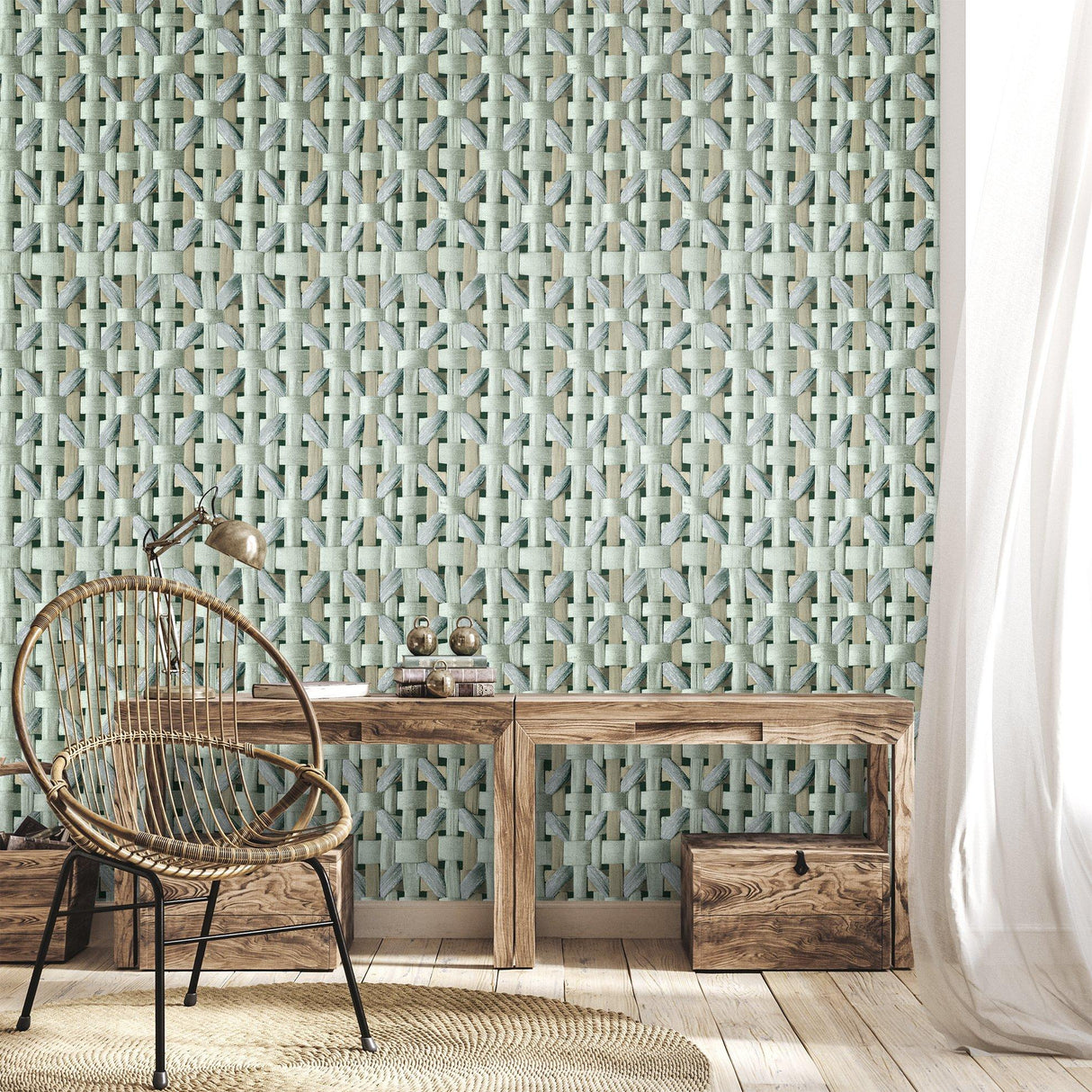 Galerie GH65341-23 Pepper Octagonal Honeycomb Green Wallpaper GH65341-23 Green Wallpaper