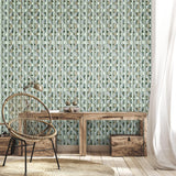 Galerie GH65341-23 Pepper Octagonal Honeycomb Green Wallpaper GH65341-23 Green Wallpaper