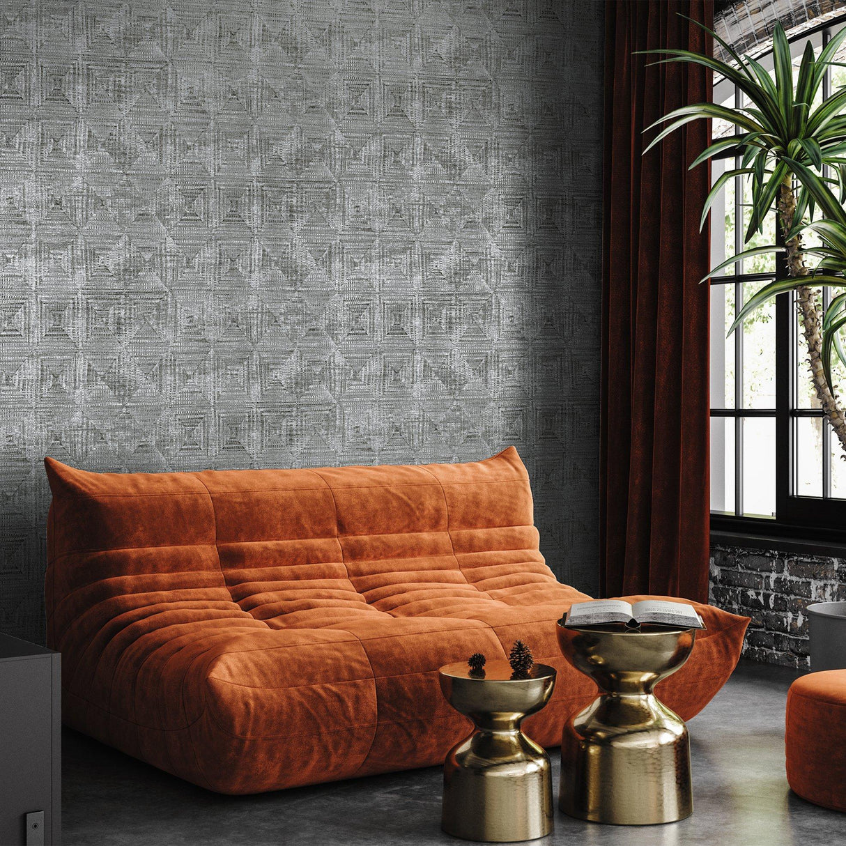 Galerie GH65347-23 Pepper Raffia Silver Grey Wallpaper GH65347-23 Silver Grey Wallpaper