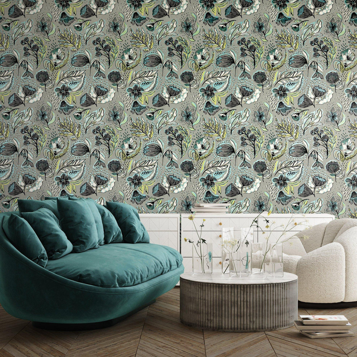 Galerie GH81334-23 Pepper Wild Garden Silver Grey Wallpaper GH81334-23 Silver Grey Wallpaper