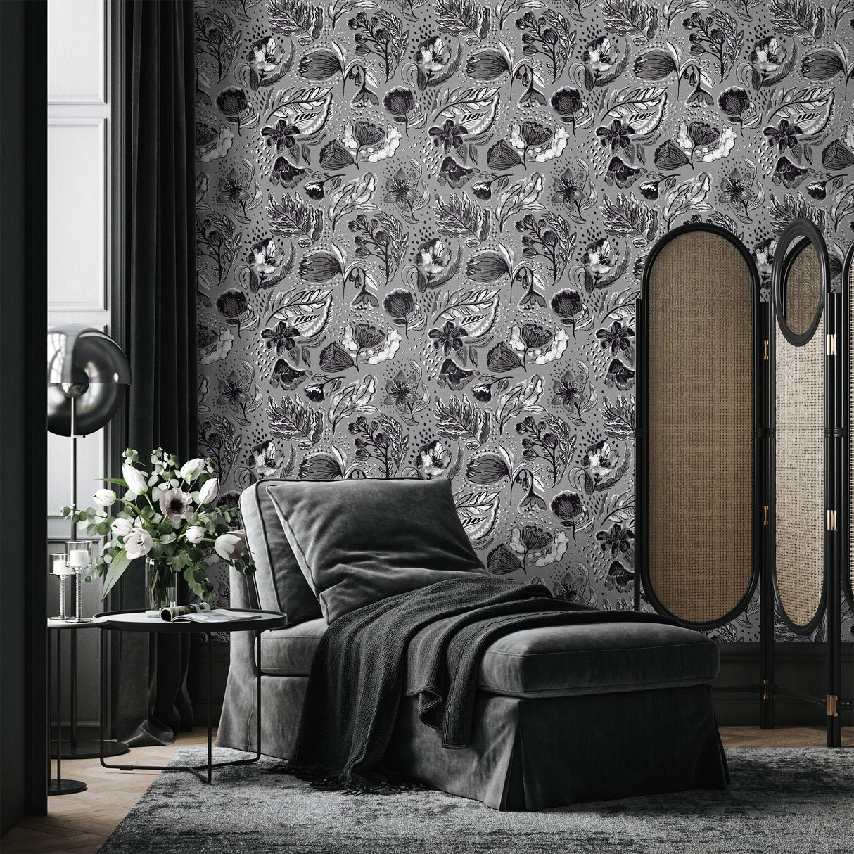 Galerie GH81335-23 Pepper Wild Garden Silver Grey Wallpaper GH81335-23 Silver Grey Wallpaper