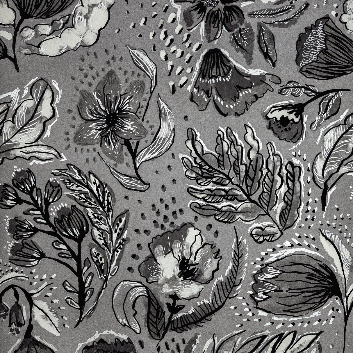 Galerie GH81335-23 Pepper Wild Garden Silver Grey Wallpaper GH81335-23 Silver Grey Wallpaper