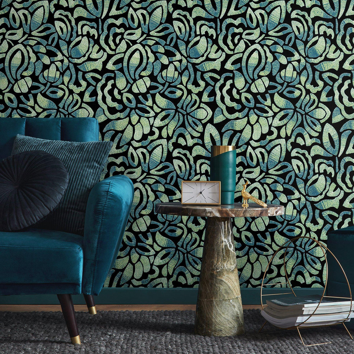Galerie GH81340-23 Pepper Brussels Lace Green Wallpaper GH81340-23 Green Wallpaper