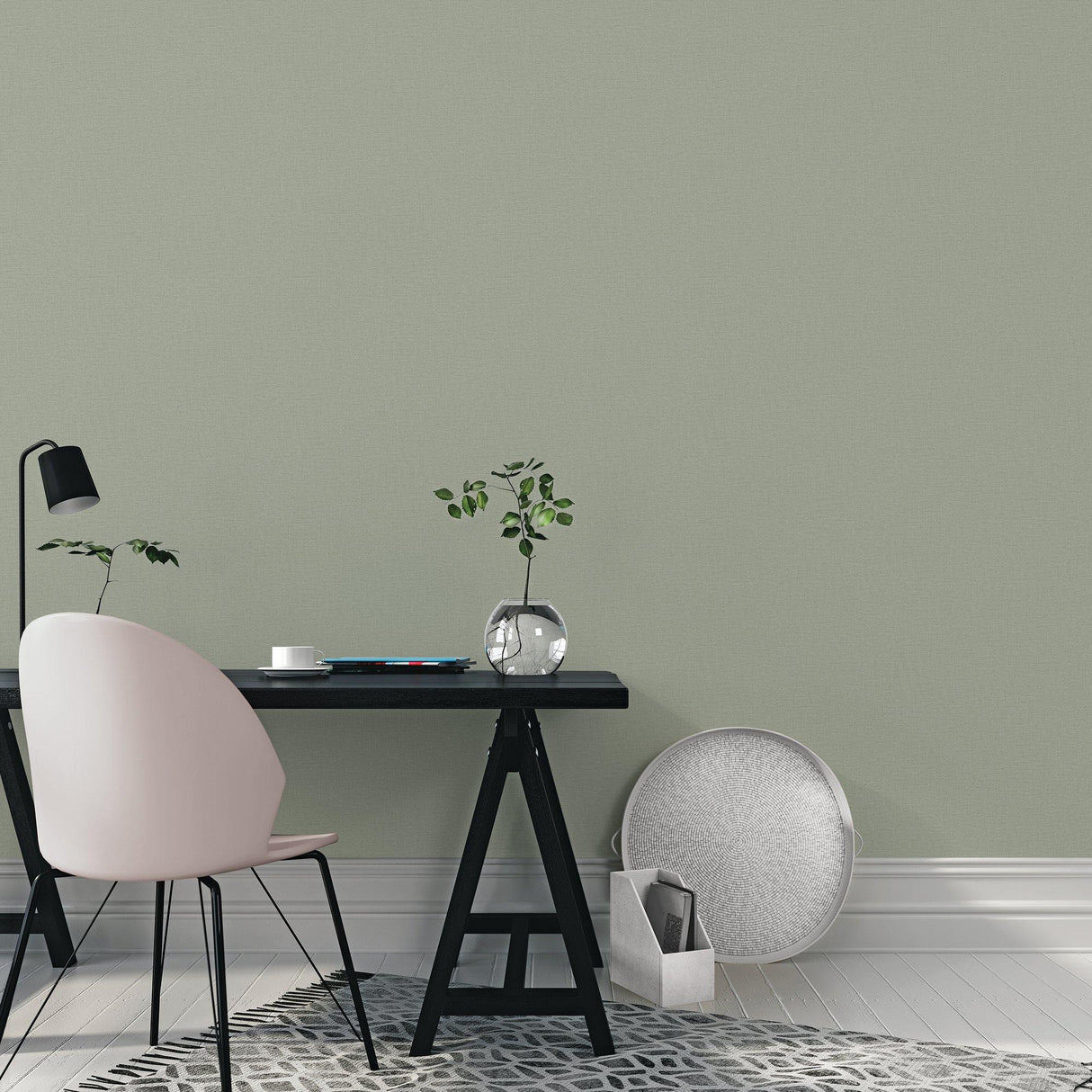 Galerie LB25123 Off The Wall Nuance Plain Texture Green Wallpaper LB25123 Green Wallpaper