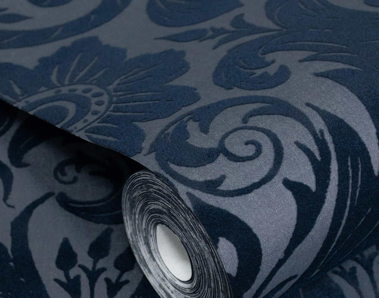 Galerie LB25169 Off The Wall Damask Sauvage Blue Wallpaper LB25169 Blue Wallpaper