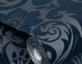 Galerie LB25169 Off The Wall Damask Sauvage Blue Wallpaper LB25169 Blue Wallpaper
