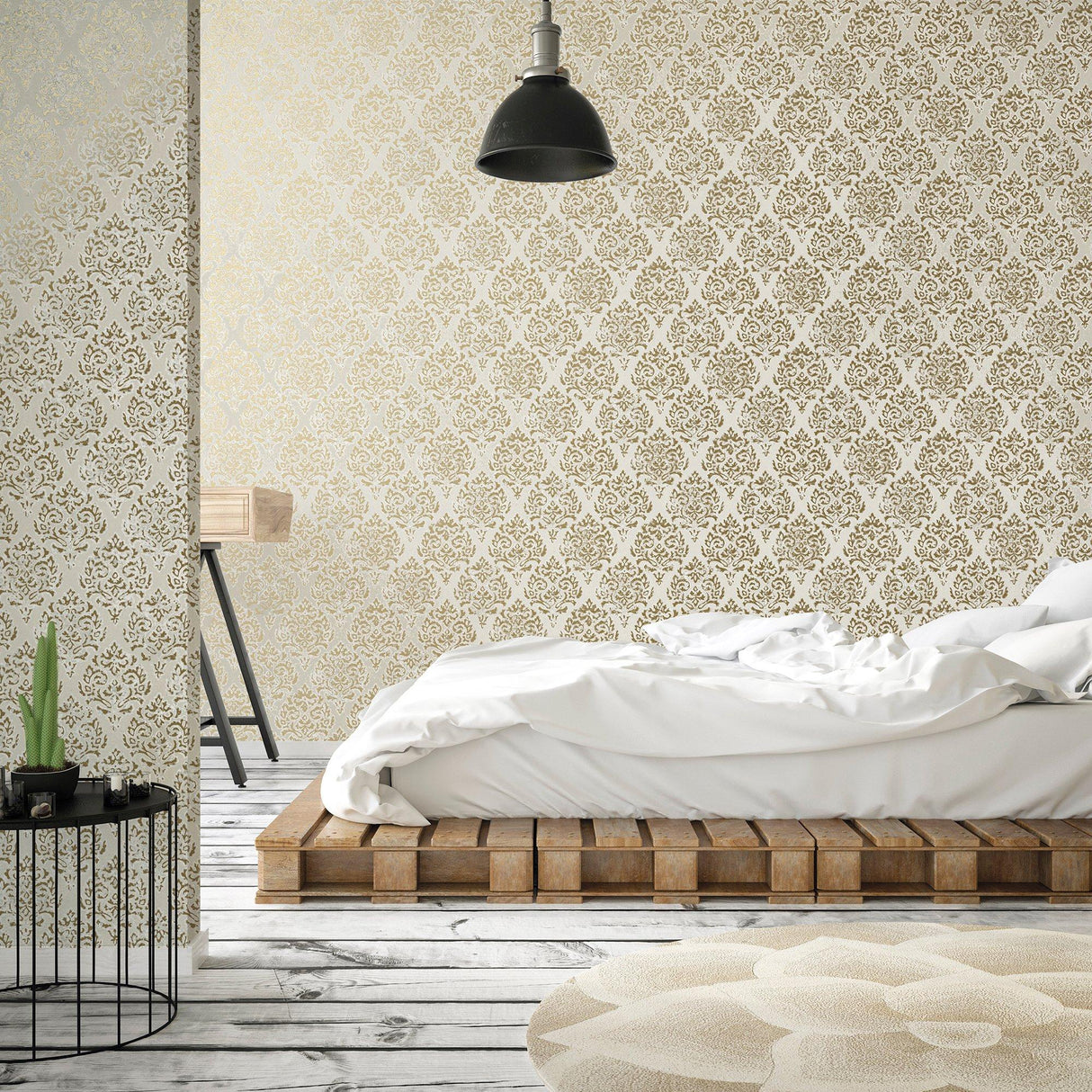 Galerie MT2020 Lustre Modern Damask Gold Wallpaper MT2020 Gold Wallpaper
