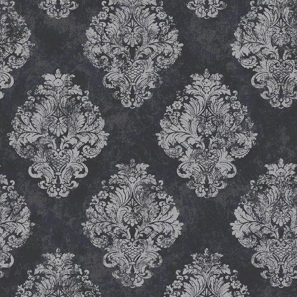 Galerie W78227 Metallic Damask Silver Grey Wallpaper