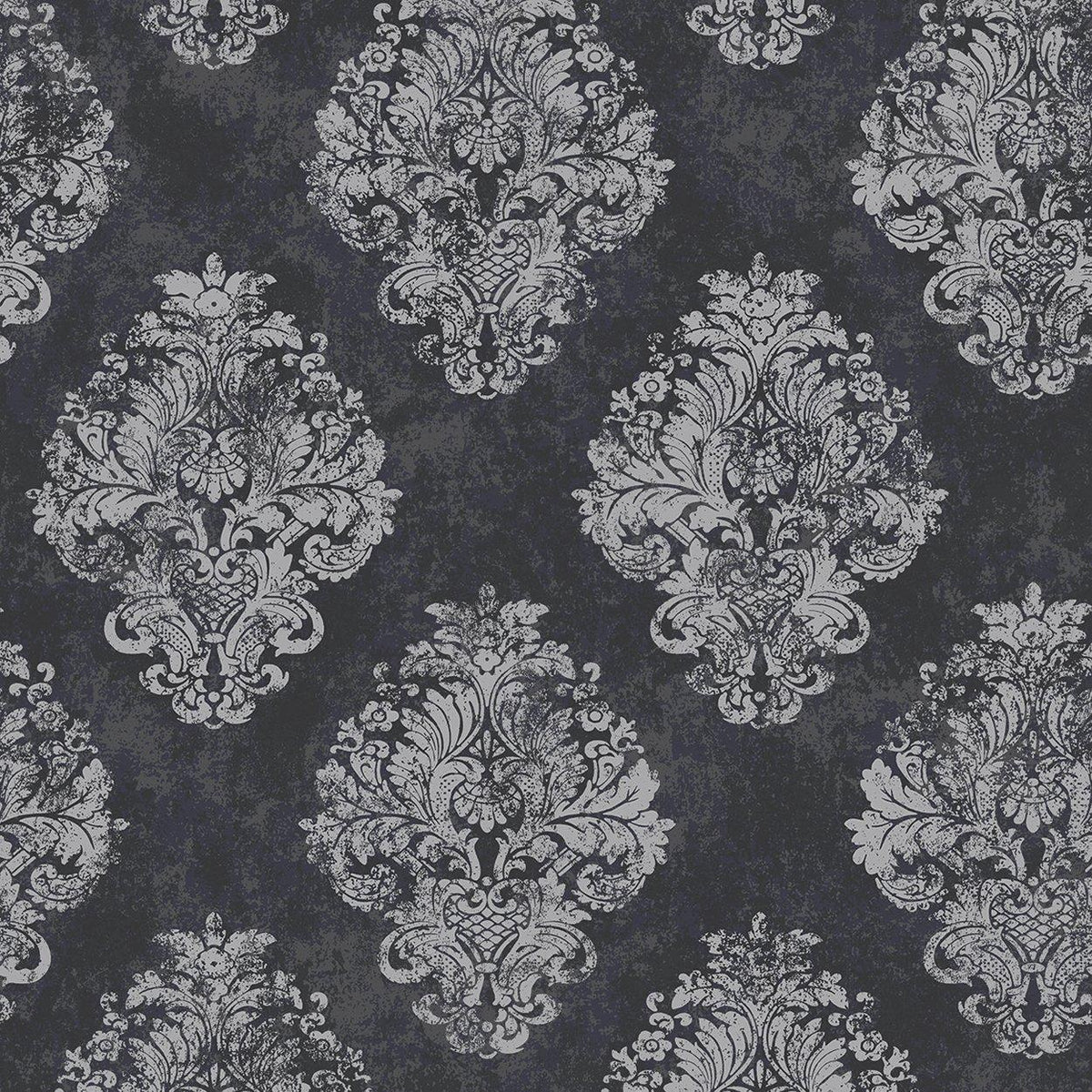 Galerie W78227 Metallic FX Metallic Damask Silver Grey Wallpaper W78227 Silver Grey Wallpaper