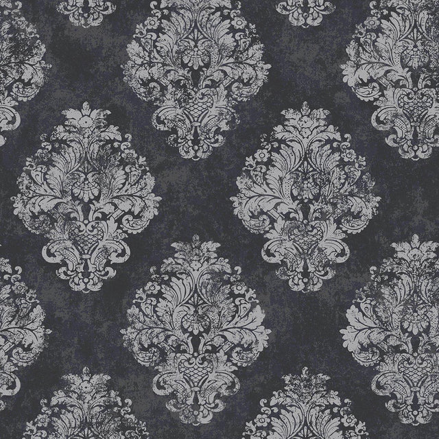 Galerie W78227 Metallic FX Metallic Damask Silver Grey Wallpaper W78227 Silver Grey Wallpaper