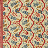 Brunschwig & Fils NISIOTIKO LINEN PRINT POMEGRANATE/OXFORD BLUE Fabric